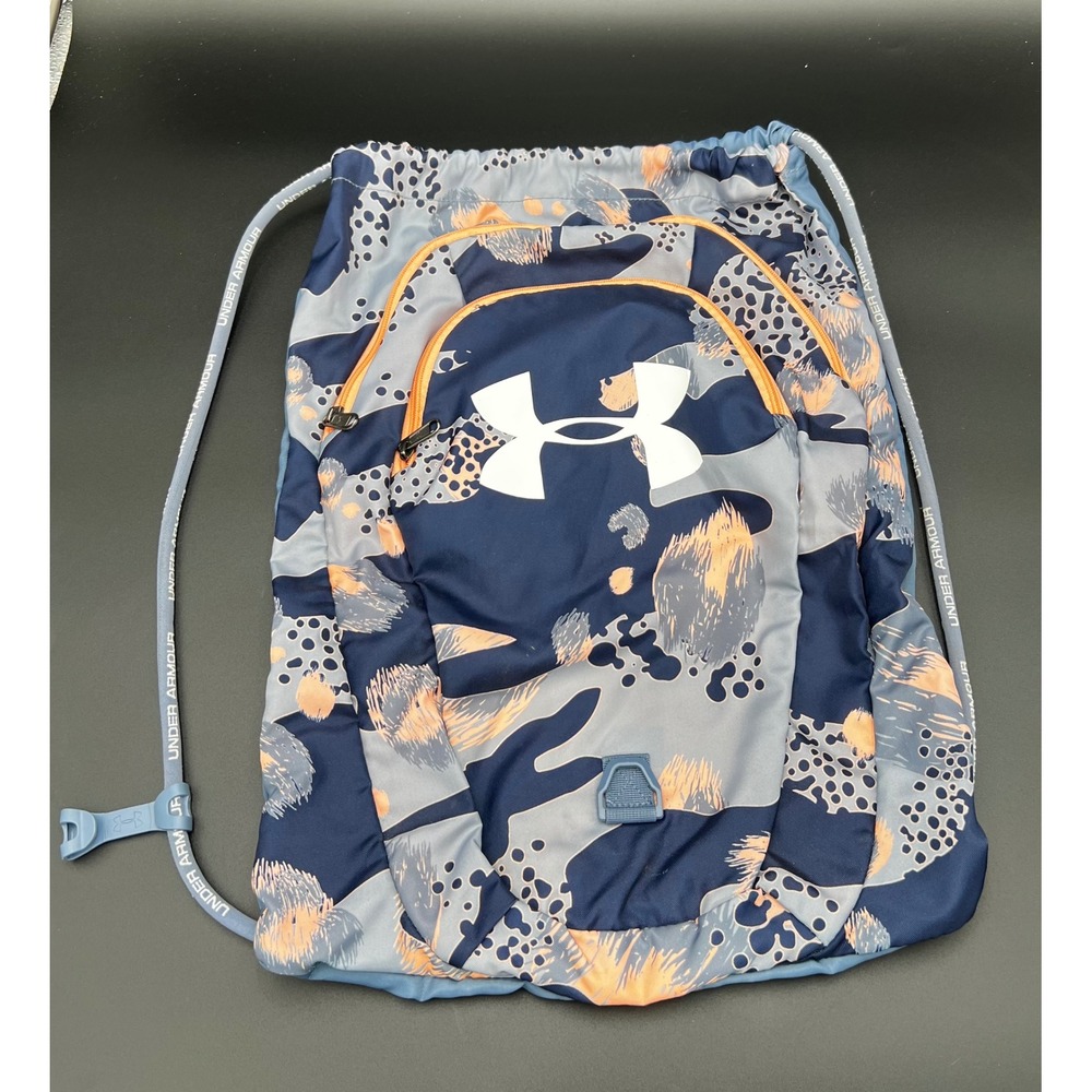 Under Armour Blue Orange Abstract Camo Sackpack Drawstring Bag with Zip Pockets